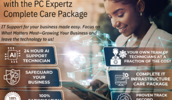 Complete care Package Brochure showing a girl using a computer and the benefits of the complete care package.